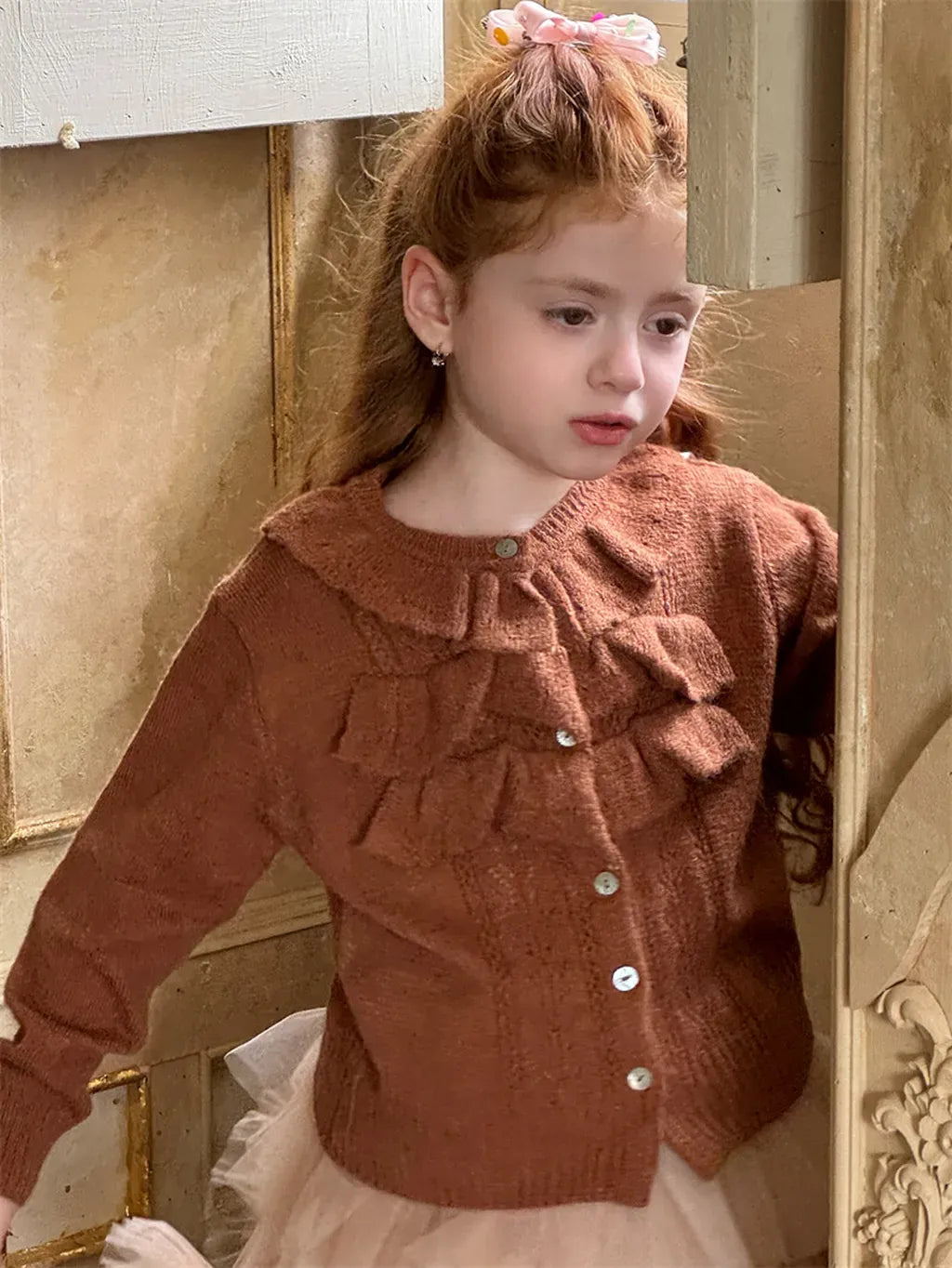 カーディガン・パーカー ラッフルフリルニットカーディガン【mh0011228】