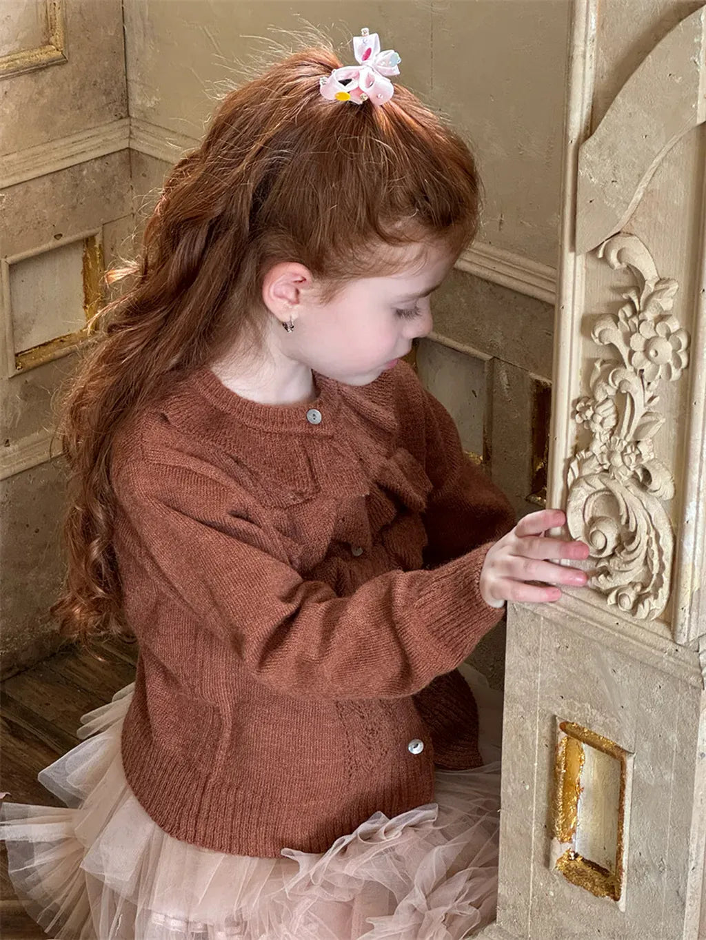 カーディガン・パーカー ラッフルフリルニットカーディガン【mh0011228】