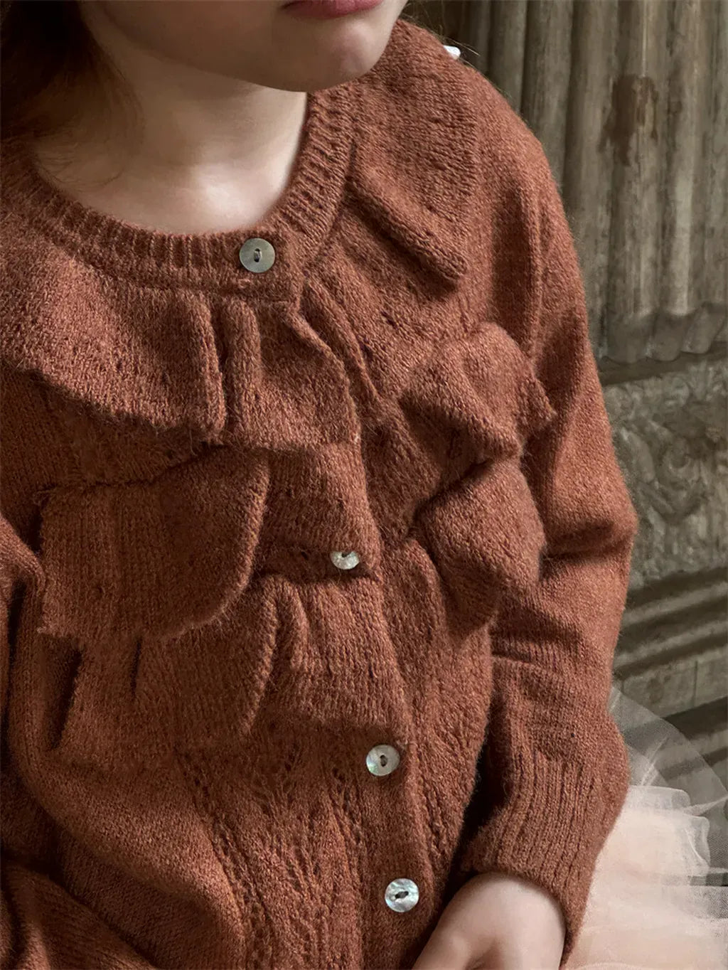 カーディガン・パーカー ラッフルフリルニットカーディガン【mh0011228】