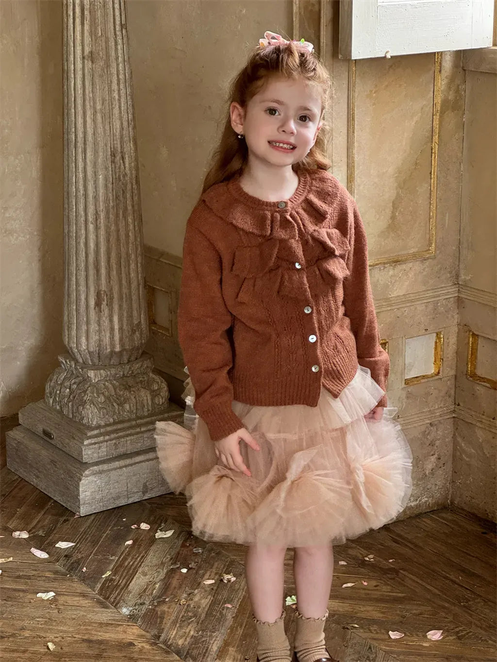 カーディガン・パーカー ラッフルフリルニットカーディガン【mh0011228】