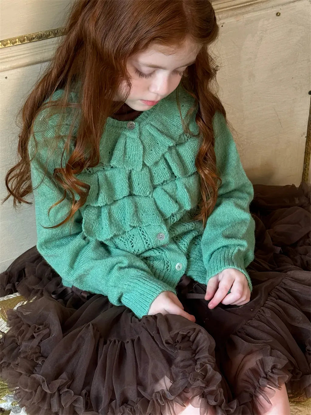 カーディガン・パーカー ラッフルフリルニットカーディガン【mh0011228】