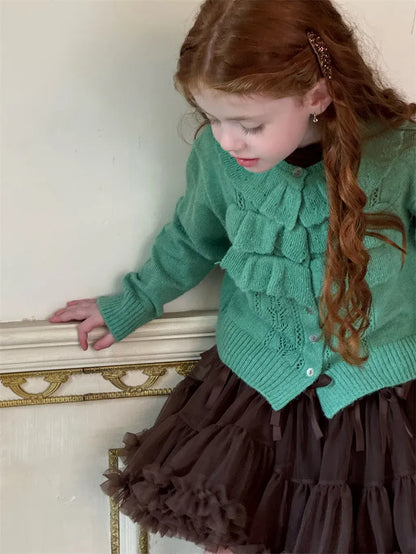 カーディガン・パーカー ラッフルフリルニットカーディガン【mh0011228】