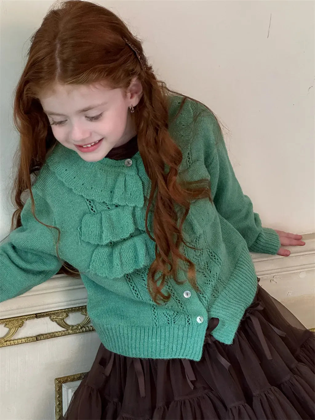 カーディガン・パーカー ラッフルフリルニットカーディガン【mh0011228】