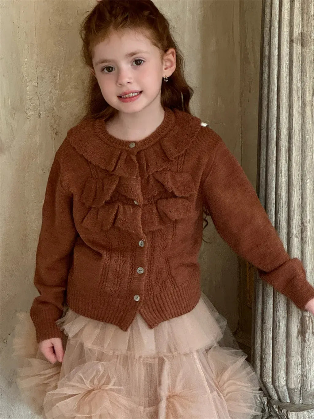 カーディガン・パーカー ラッフルフリルニットカーディガン【mh0011228】