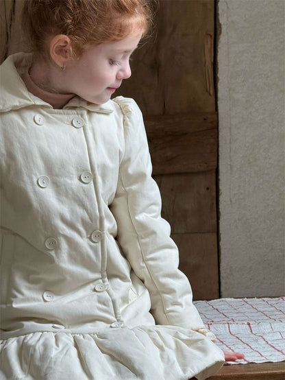 ショートコート・ジャケット・ジャンパー ミドル丈コート 中綿ペプラムスカート ガーリーアウター【mh0011442】