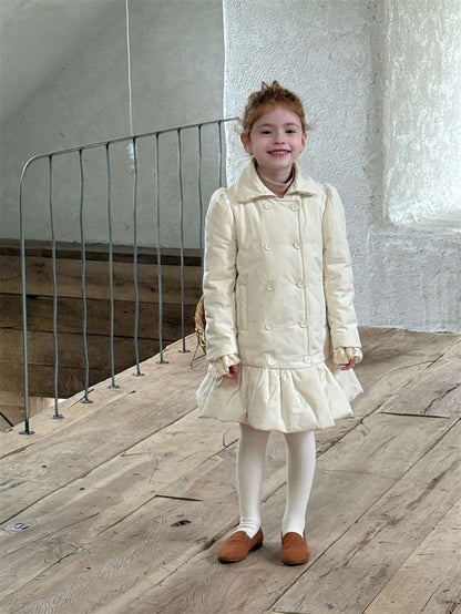 ショートコート・ジャケット・ジャンパー ミドル丈コート 中綿ペプラムスカート ガーリーアウター【mh0011442】