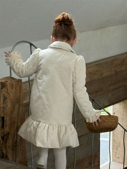 ショートコート・ジャケット・ジャンパー ミドル丈コート 中綿ペプラムスカート ガーリーアウター【mh0011442】