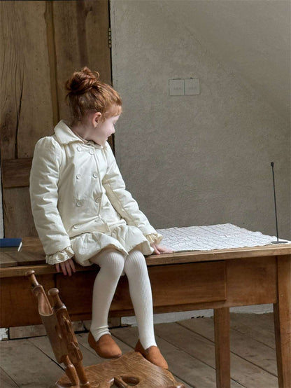 ショートコート・ジャケット・ジャンパー ミドル丈コート 中綿ペプラムスカート ガーリーアウター【mh0011442】