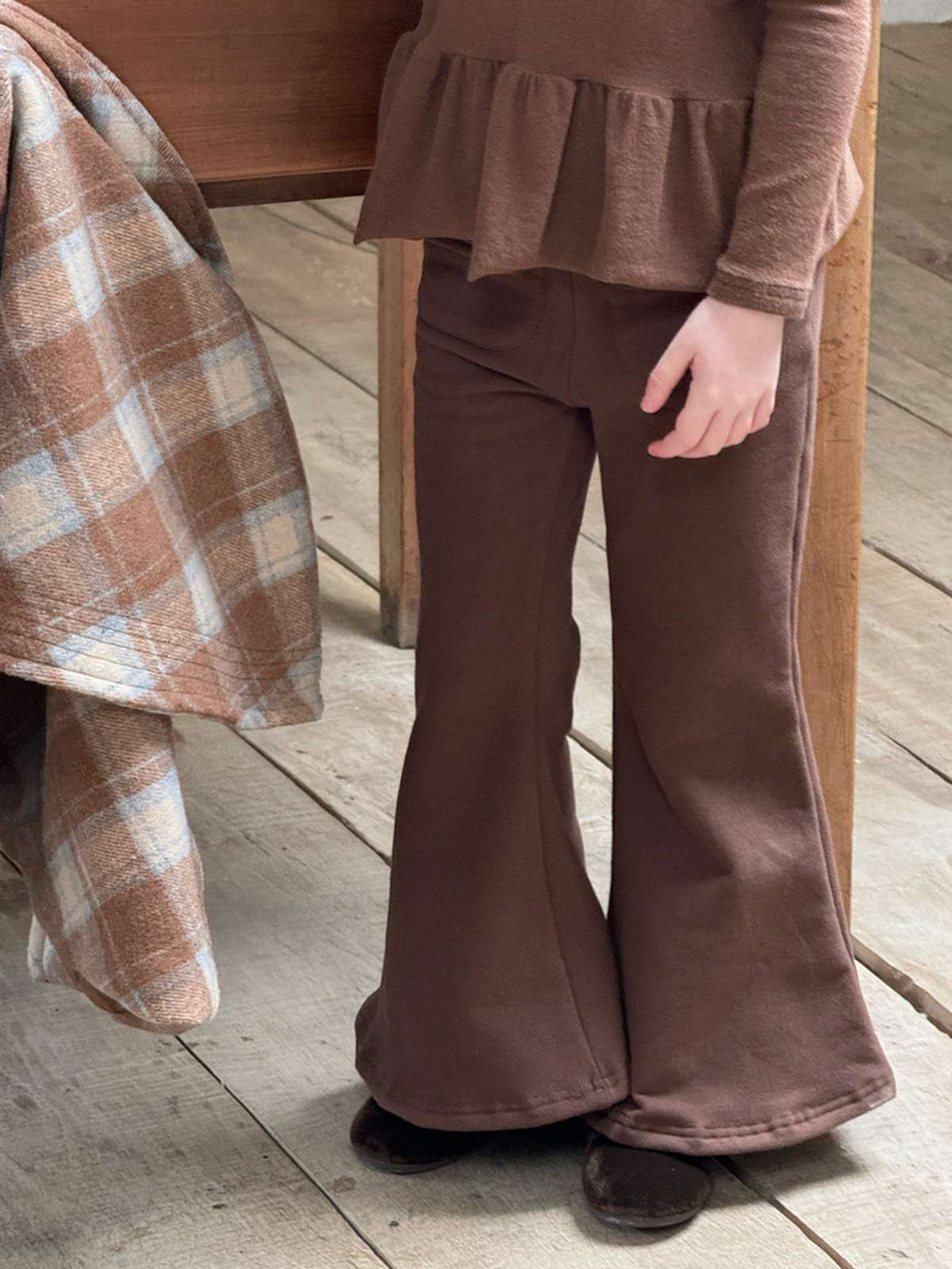 ロングパンツ・スウェットパンツ 裏起毛フレアパンツ ベルボトム 暖かポケット付き ロングパンツ【mh0011444】