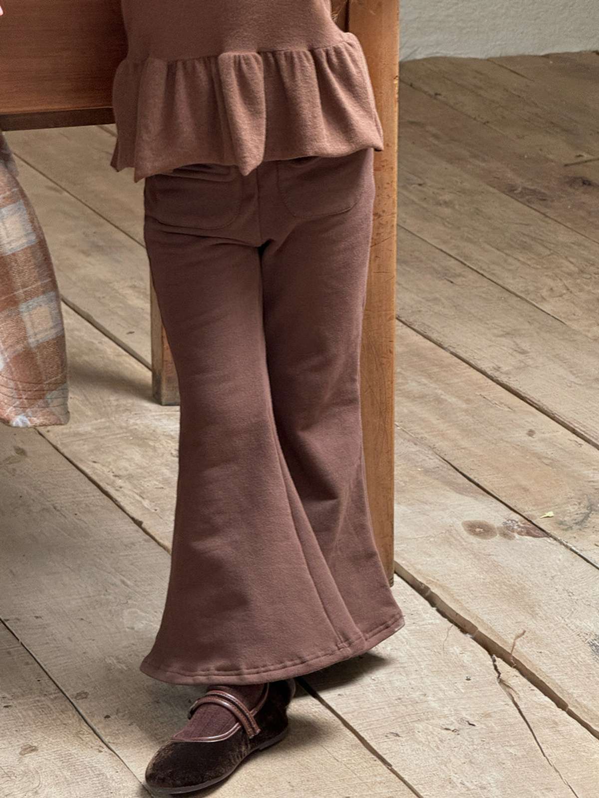 ロングパンツ・スウェットパンツ 裏起毛フレアパンツ ベルボトム 暖かポケット付き ロングパンツ【mh0011444】