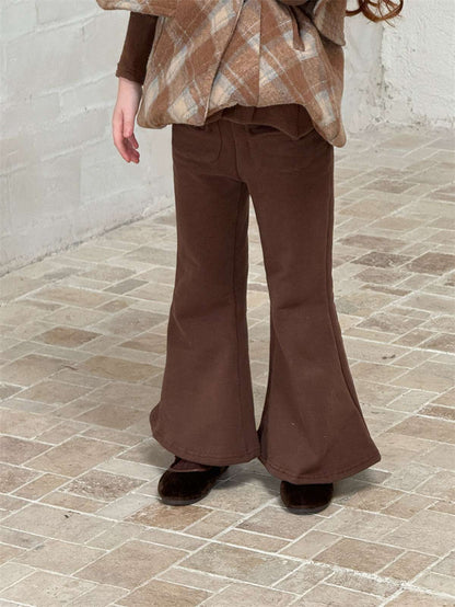 ロングパンツ・スウェットパンツ 裏起毛フレアパンツ ベルボトム 暖かポケット付き ロングパンツ【mh0011444】