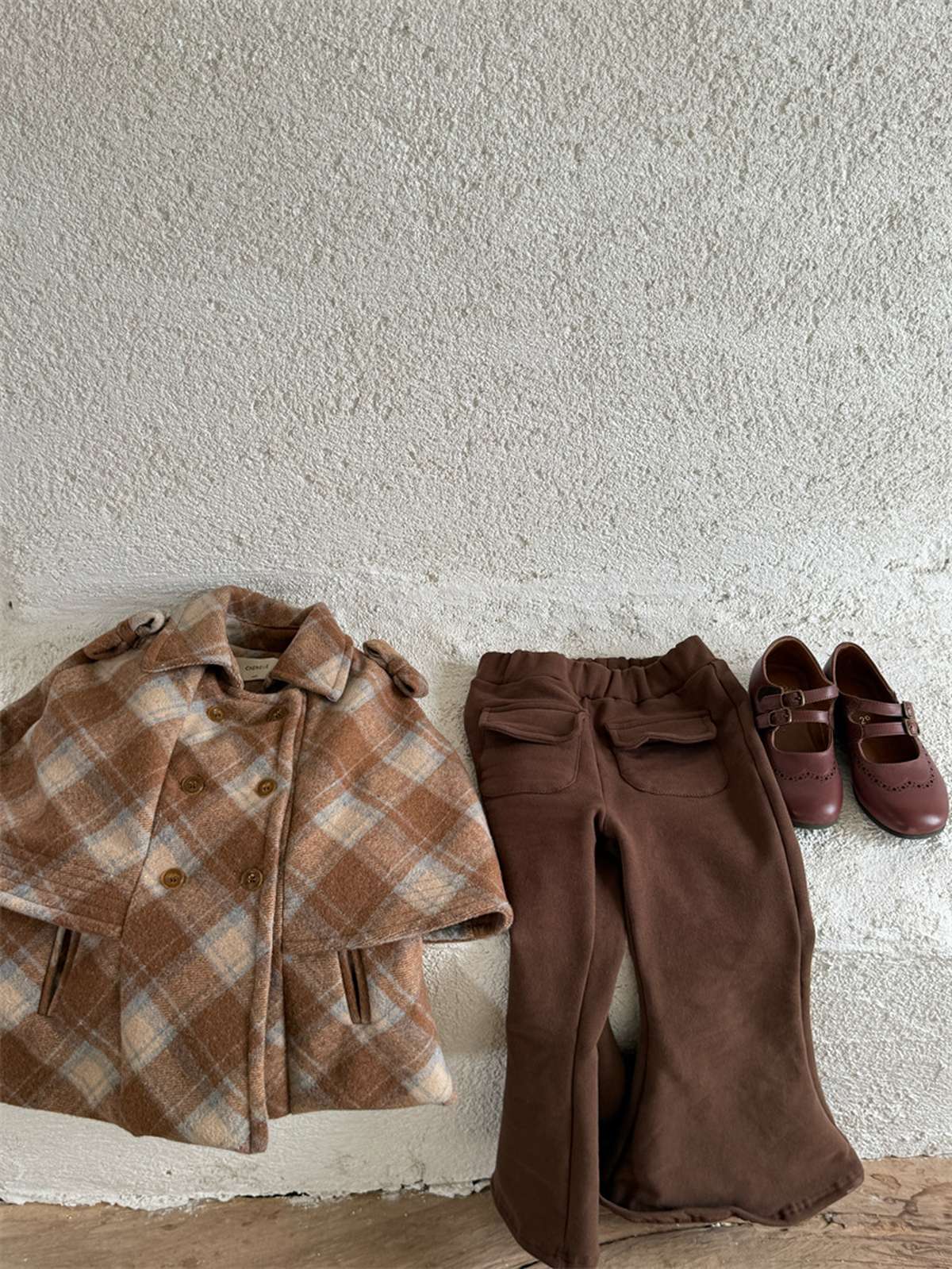 ショートコート・ジャケット・ジャンパー チェック柄ケープ マント風コート ウール調アウター 厚手防寒【mh0011445】