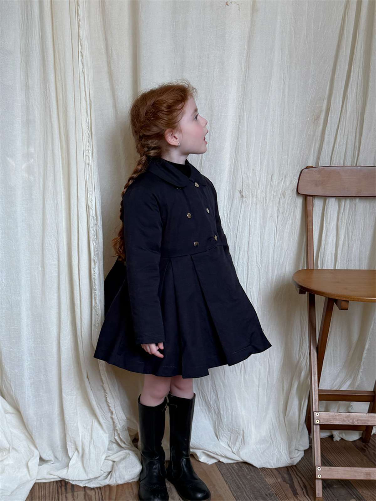 ロングコート ミドル丈コート 丸襟 ふんわりプリーツスカート ガーリーお出かけアウター【mh0011448】