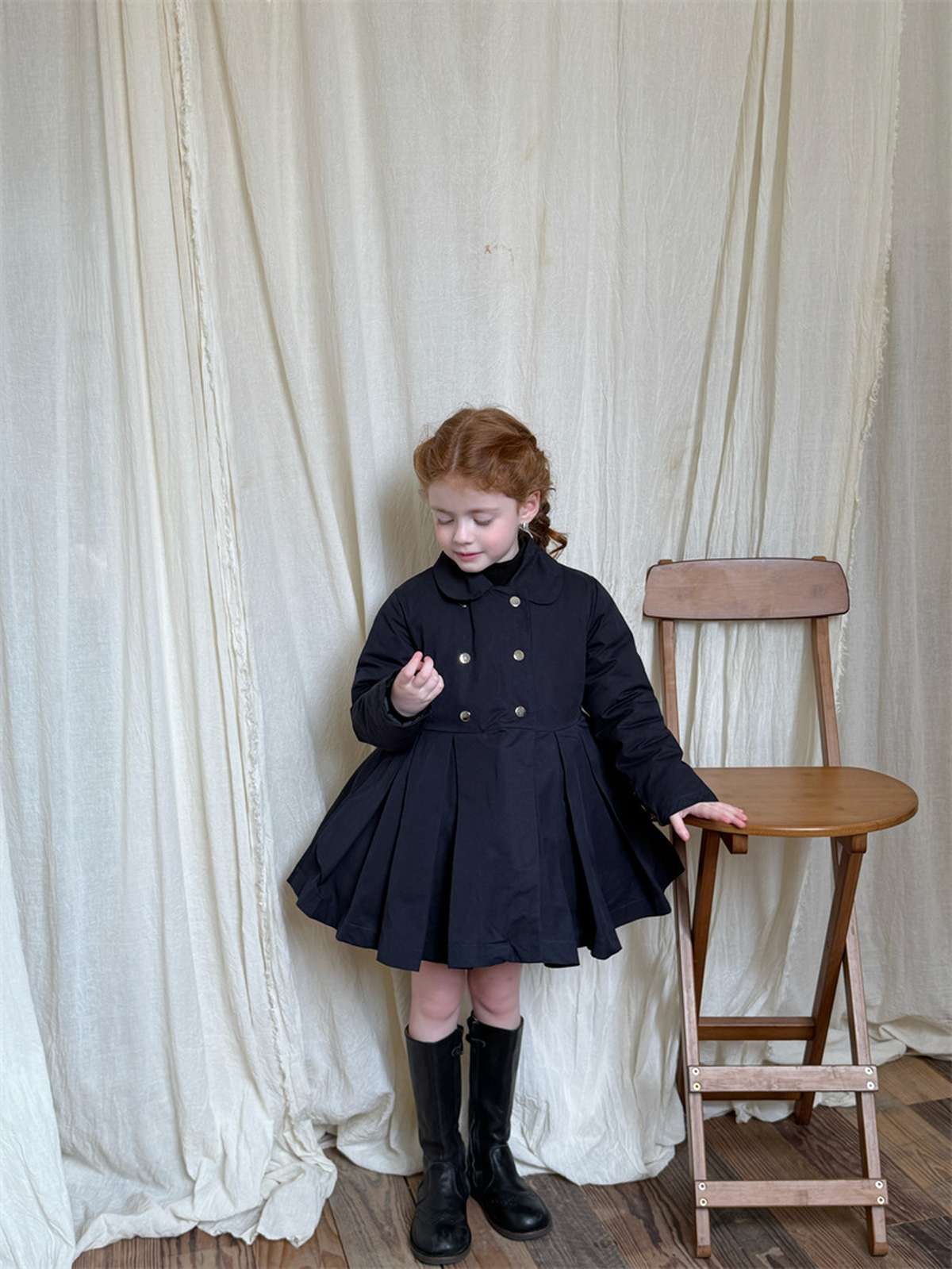 ロングコート ミドル丈コート 丸襟 ふんわりプリーツスカート ガーリーお出かけアウター【mh0011448】