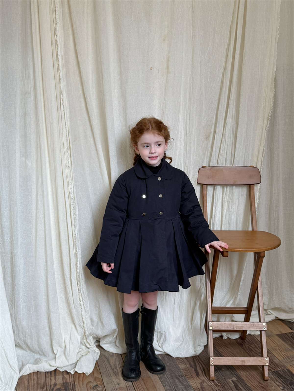 ロングコート ミドル丈コート 丸襟 ふんわりプリーツスカート ガーリーお出かけアウター【mh0011448】