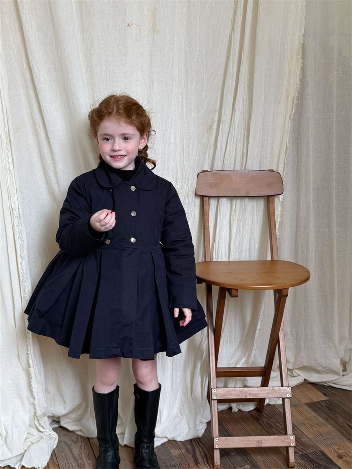 ロングコート ミドル丈コート 丸襟 ふんわりプリーツスカート ガーリーお出かけアウター【mh0011448】