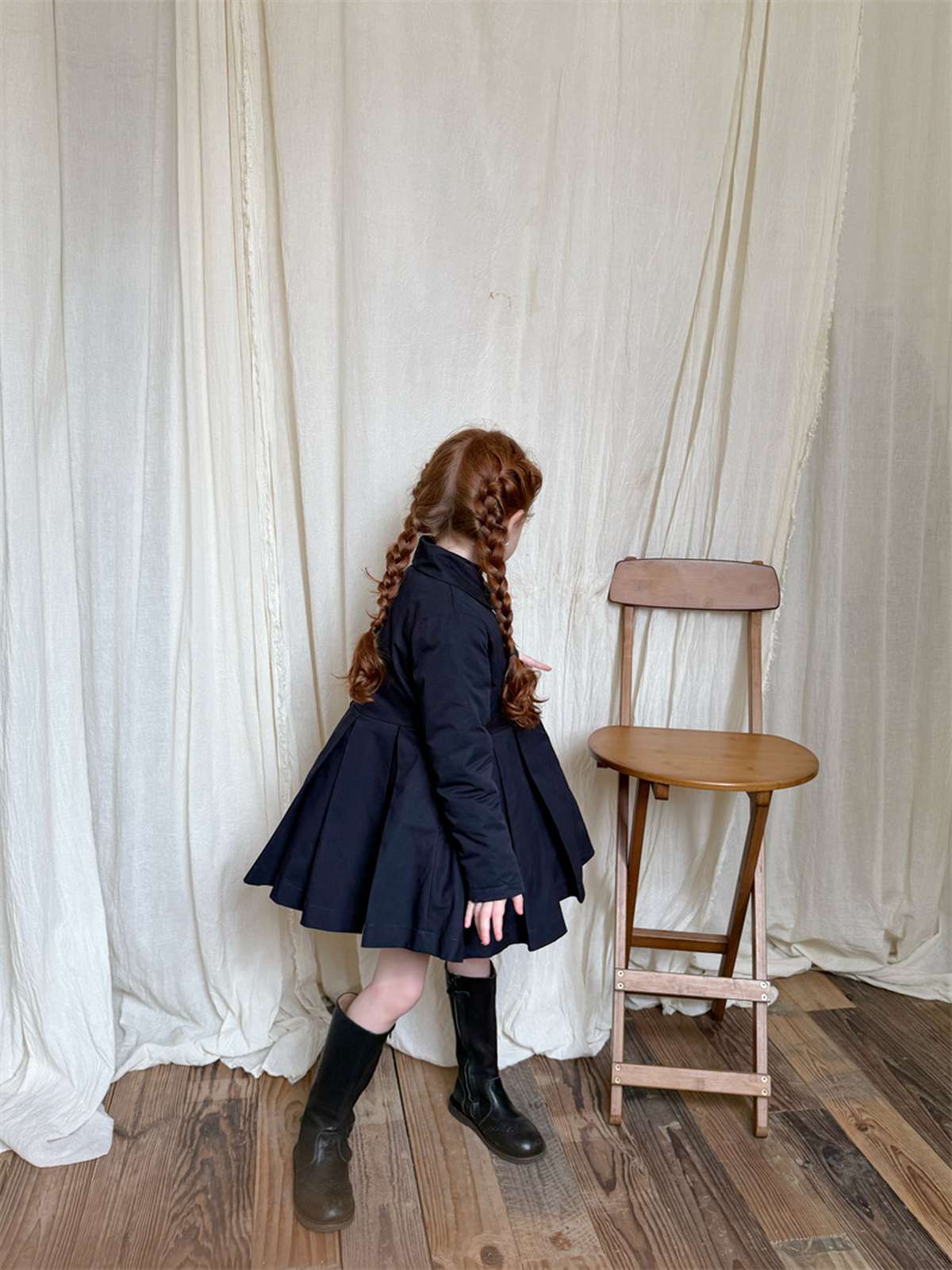 ロングコート ミドル丈コート 丸襟 ふんわりプリーツスカート ガーリーお出かけアウター【mh0011448】