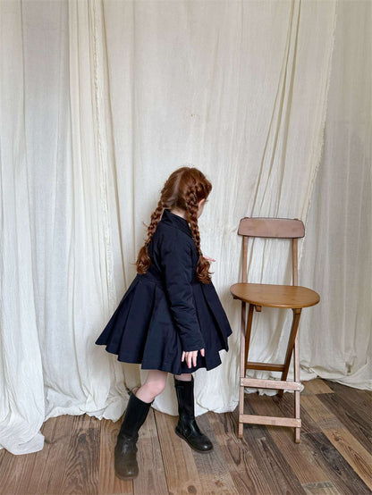 ロングコート ミドル丈コート 丸襟 ふんわりプリーツスカート ガーリーお出かけアウター【mh0011448】