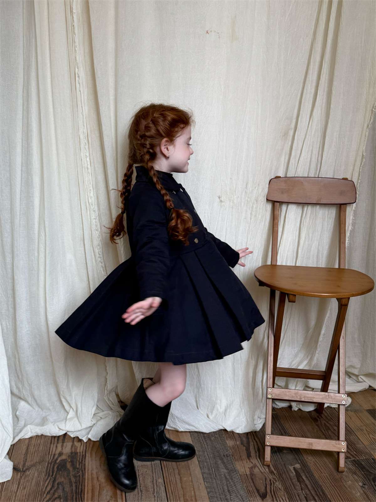 ロングコート ミドル丈コート 丸襟 ふんわりプリーツスカート ガーリーお出かけアウター【mh0011448】