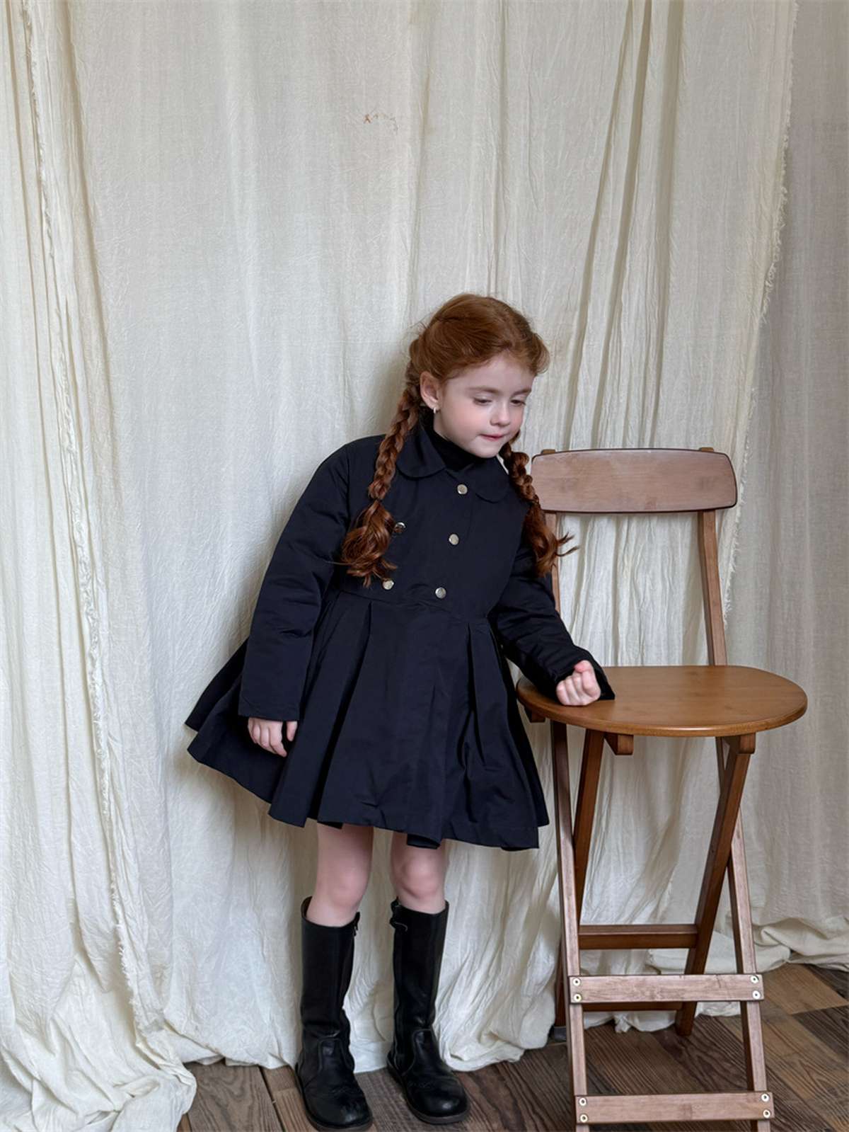 ロングコート ミドル丈コート 丸襟 ふんわりプリーツスカート ガーリーお出かけアウター【mh0011448】