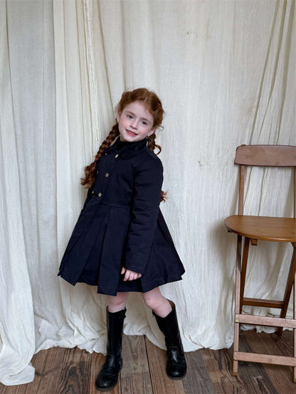 ロングコート ミドル丈コート 丸襟 ふんわりプリーツスカート ガーリーお出かけアウター【mh0011448】