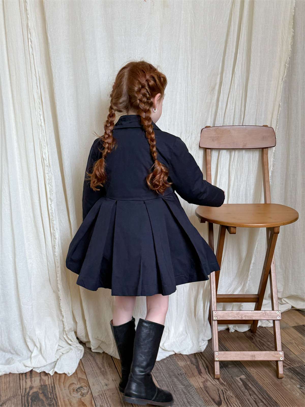 ロングコート ミドル丈コート 丸襟 ふんわりプリーツスカート ガーリーお出かけアウター【mh0011448】