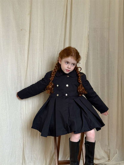 ロングコート ミドル丈コート 丸襟 ふんわりプリーツスカート ガーリーお出かけアウター【mh0011448】