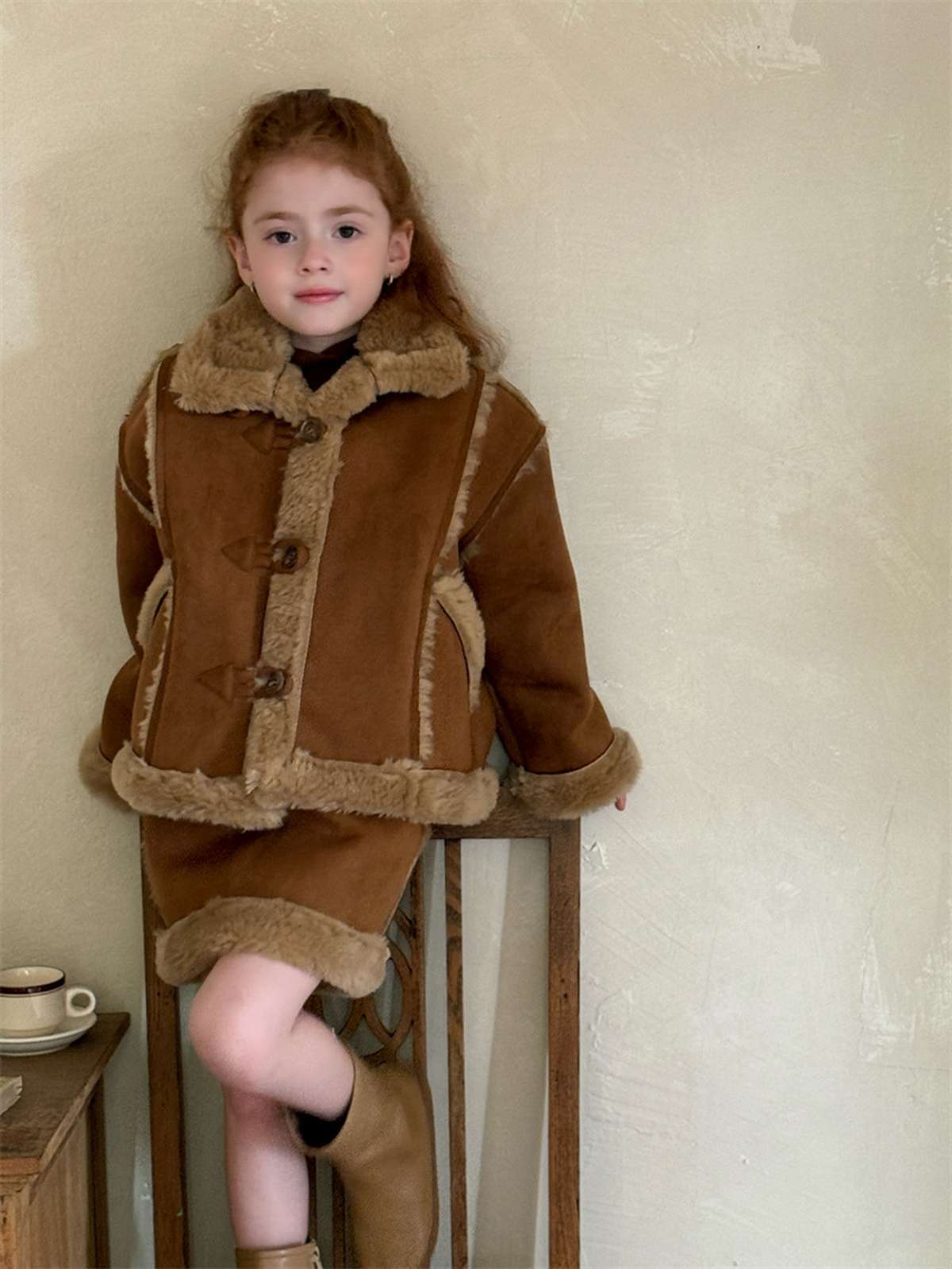 ショートコート・ジャケット・ジャンパー ムートン風ジャケット/ボアミニスカート トグルボタン【mh0011449】