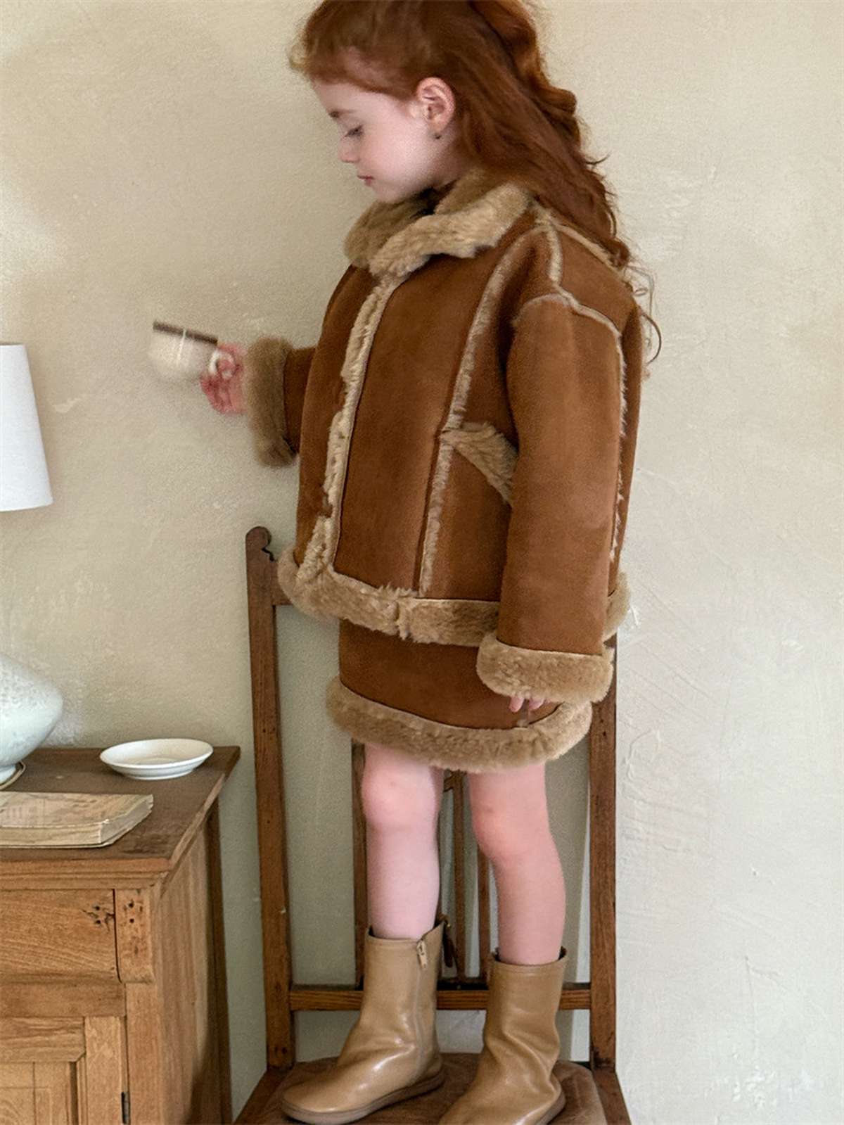 ショートコート・ジャケット・ジャンパー ムートン風ジャケット/ボアミニスカート トグルボタン【mh0011449】