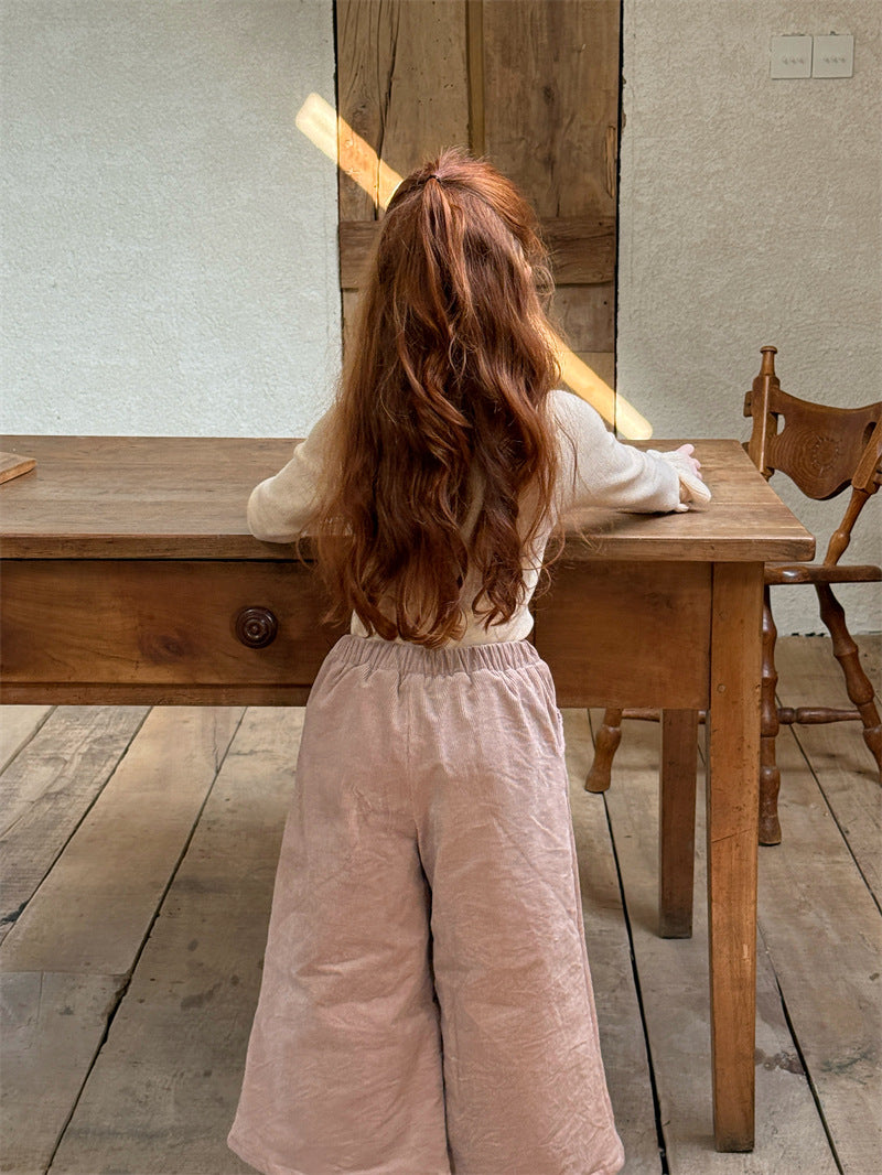 ロングパンツ・スウェットパンツ コーデュロイパンツ ワイド ダブルボタン ハイウエスト カジュアル ボトムス【mh0011614】