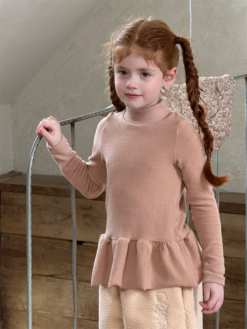 ニット・セーター 長袖トップス ペプラムフリル ハイネック シンプル 裏起毛【mh0011621】