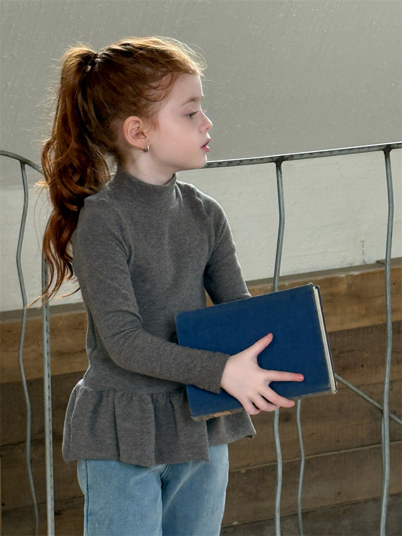 ニット・セーター 長袖トップス ペプラムフリル ハイネック シンプル 裏起毛【mh0011621】