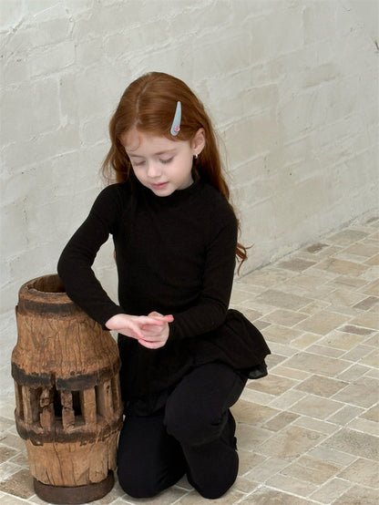 ニット・セーター 長袖トップス ペプラムフリル ハイネック シンプル 裏起毛【mh0011621】