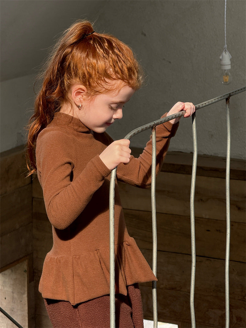 ニット・セーター 長袖トップス ペプラムフリル ハイネック シンプル 裏起毛【mh0011621】