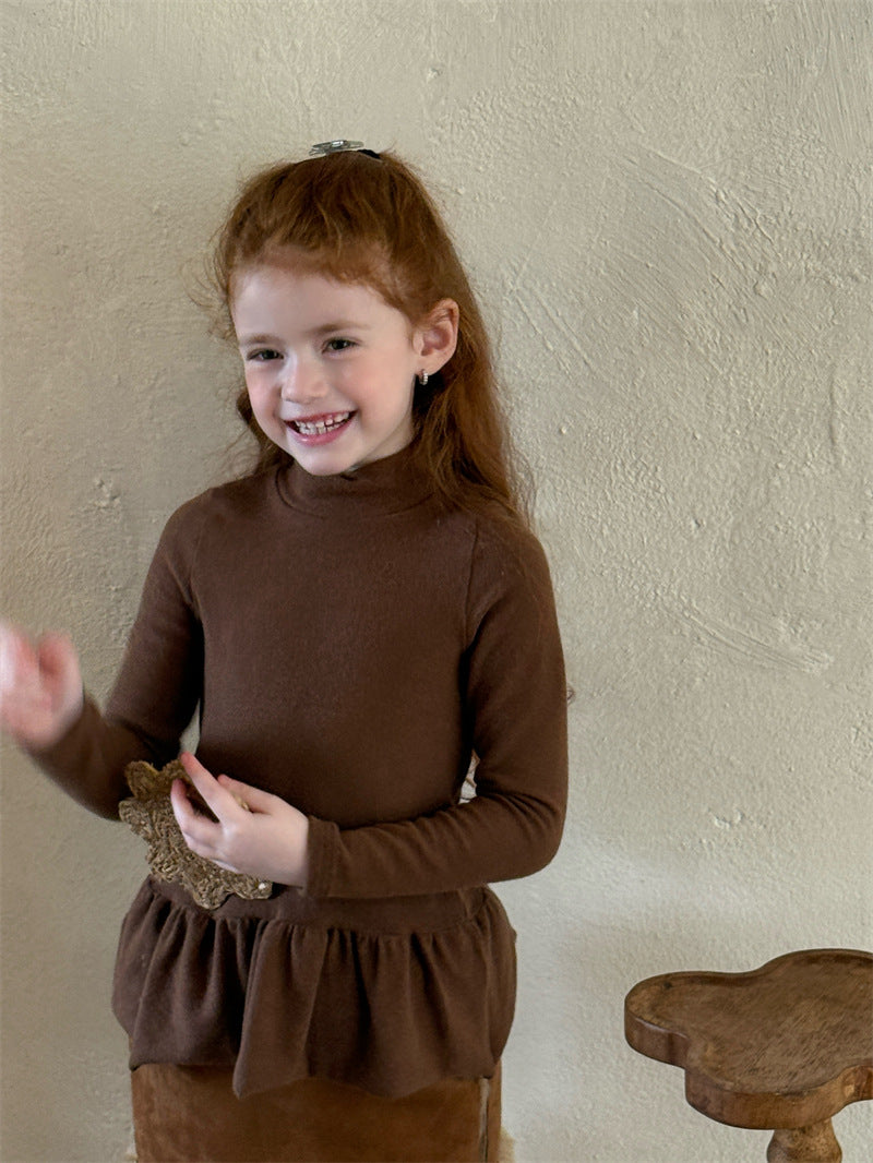 ニット・セーター 長袖トップス ペプラムフリル ハイネック シンプル 裏起毛【mh0011621】