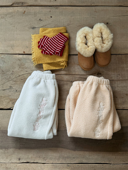 ロングパンツ・スウェットパンツ ボアパンツ ジョガー 裏起毛 ロゴ刺繍 ゆったり カジュアル ボトムス【mh0011623】