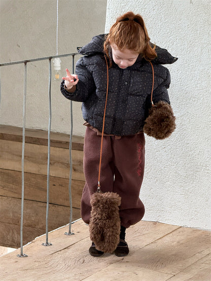 ロングパンツ・スウェットパンツ ボアパンツ ジョガー 裏起毛 ロゴ刺繍 ゆったり カジュアル ボトムス【mh0011623】