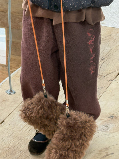 ロングパンツ・スウェットパンツ ボアパンツ ジョガー 裏起毛 ロゴ刺繍 ゆったり カジュアル ボトムス【mh0011623】