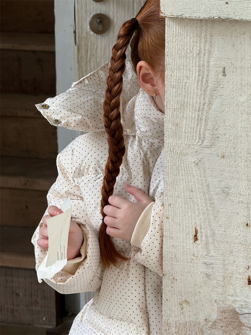 ショートコート・ジャケット・ジャンパー ダウンジャケット ドット フーディ ミディ丈 パフ アウター【mh0011626】