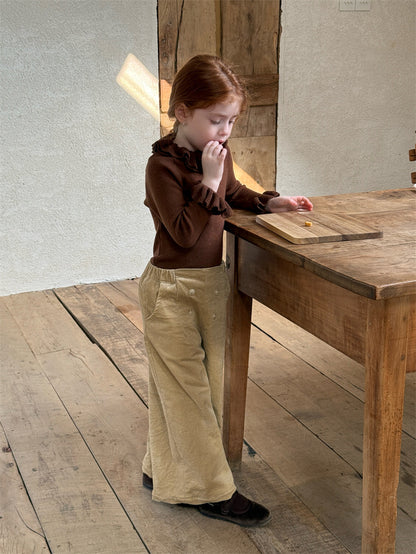 ニット・セーター ニットトップス ラッフル襟 フリル袖 ハイネック シンプル 長袖【mh0011627】