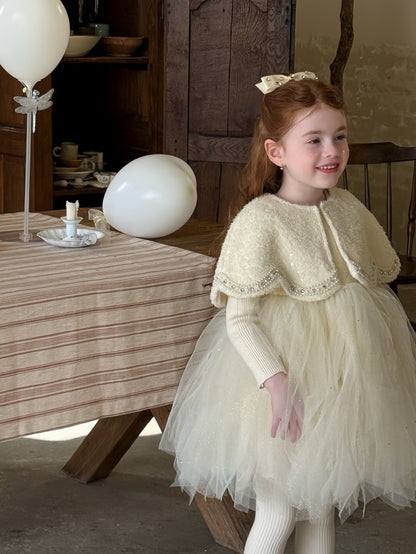 ノースリーブワンピース ノースリーブドレスワンピース/ケープ チュールスカート パーティ プリンセス【mh0011879】