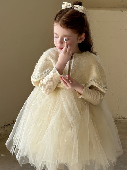 ノースリーブワンピース ノースリーブドレスワンピース/ケープ チュールスカート パーティ プリンセス【mh0011879】