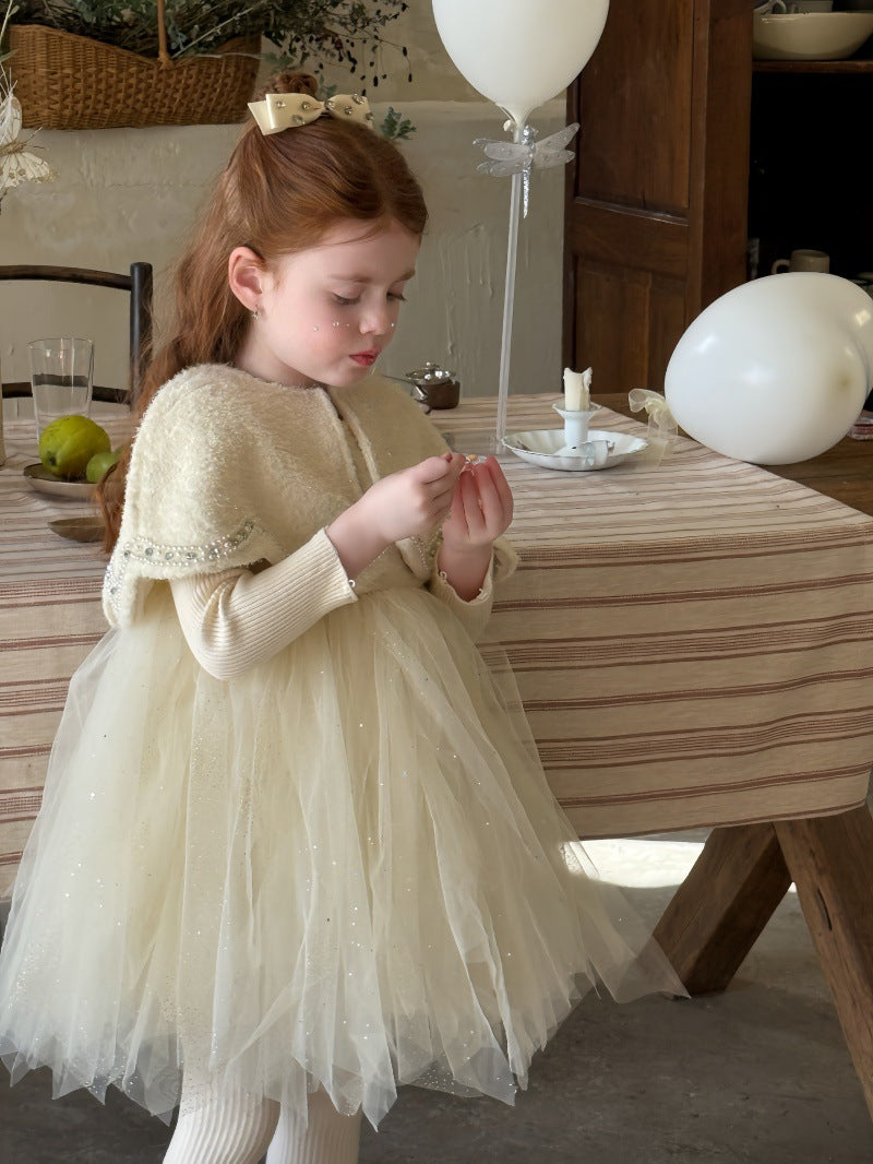 ノースリーブワンピース ノースリーブドレスワンピース/ケープ チュールスカート パーティ プリンセス【mh0011879】