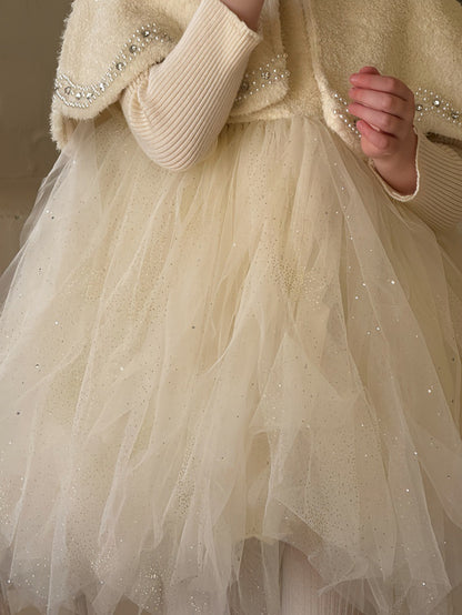 ノースリーブワンピース ノースリーブドレスワンピース/ケープ チュールスカート パーティ プリンセス【mh0011879】