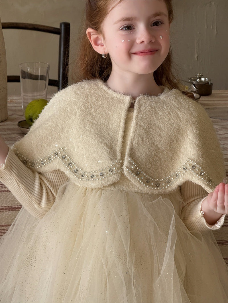 ノースリーブワンピース ノースリーブドレスワンピース/ケープ チュールスカート パーティ プリンセス【mh0011879】