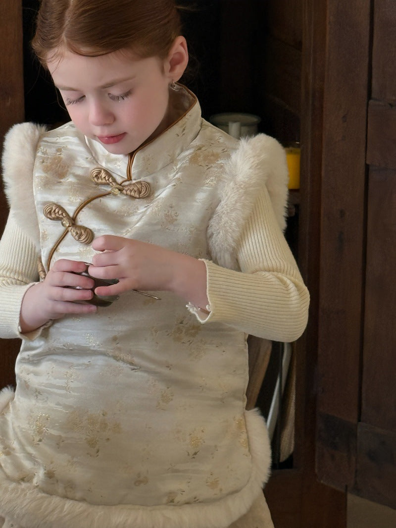 ベスト チャイナスタイルベスト ボアファー 防寒ベスト【mh0011882】