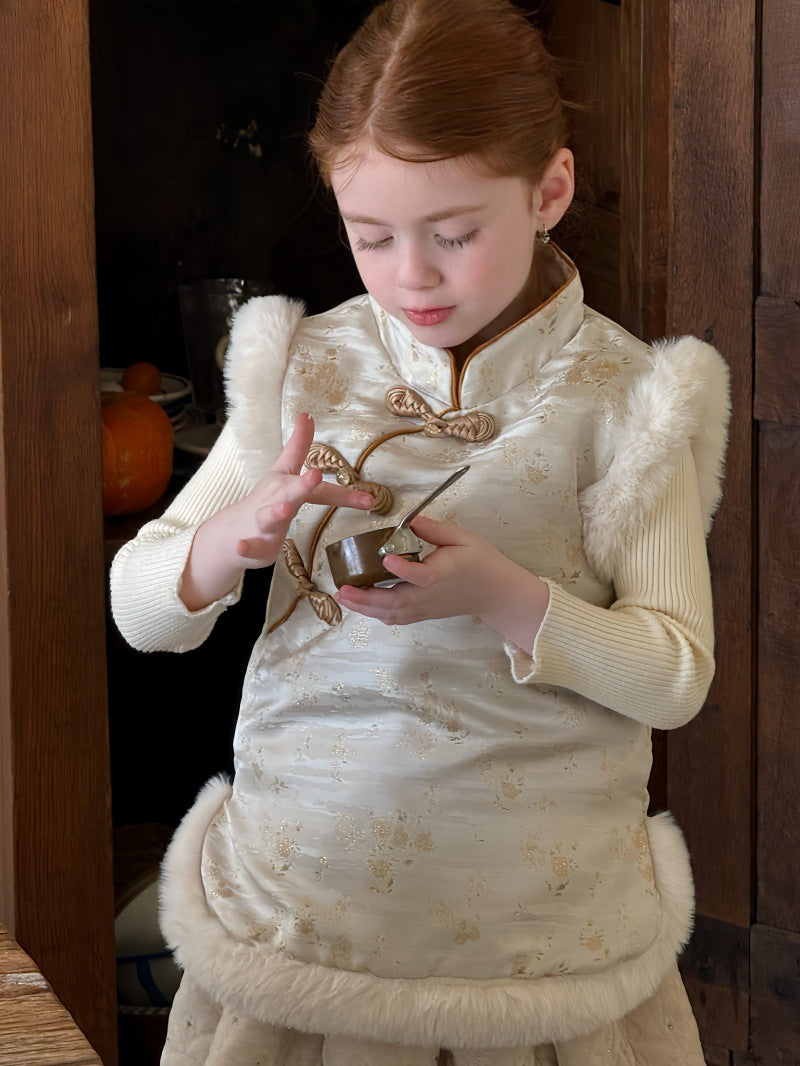 ベスト チャイナスタイルベスト ボアファー 防寒ベスト【mh0011882】