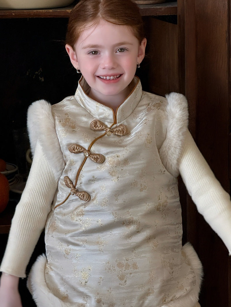 ベスト チャイナスタイルベスト ボアファー 防寒ベスト【mh0011882】