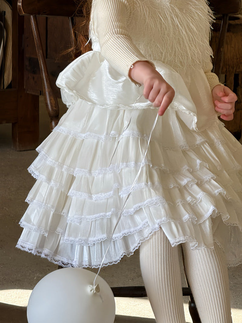 ノースリーブワンピース ノースリーブワンピース ファーフリンジ ティアードケーキスカート【mh0011884】