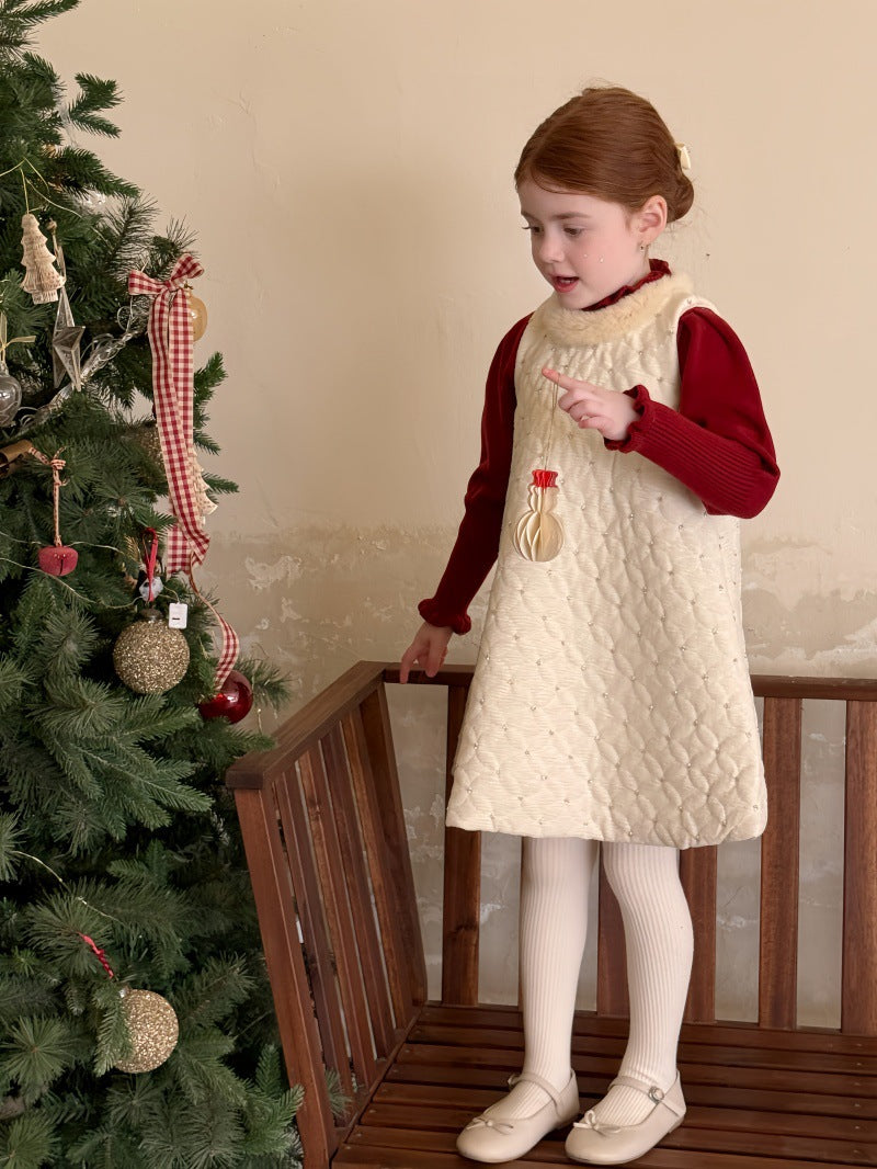 ノースリーブワンピース ノースリーブキルトワンピース ビーズ刺繍 キルティングドレス【mh0011885】